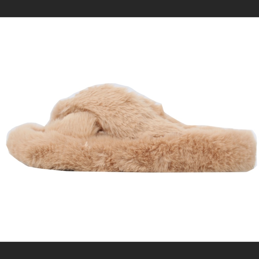 Size 8 Natural furry criss cross furry sandals - Picture 6 of 6